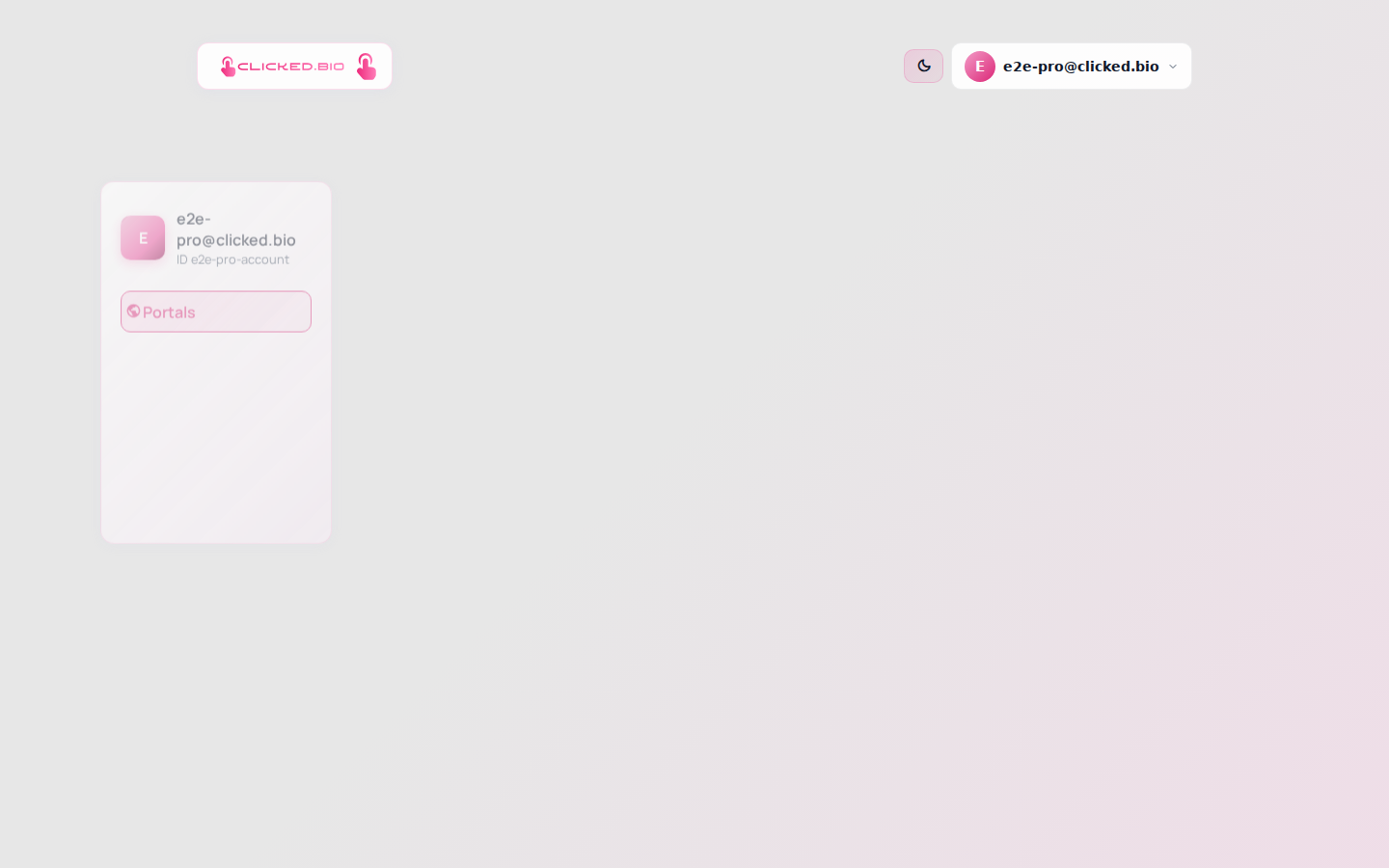 The clicked.bio dashboard listing multiple pages with selection controls